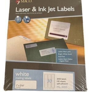 Maco Laser & Ink Jet Labels NWT